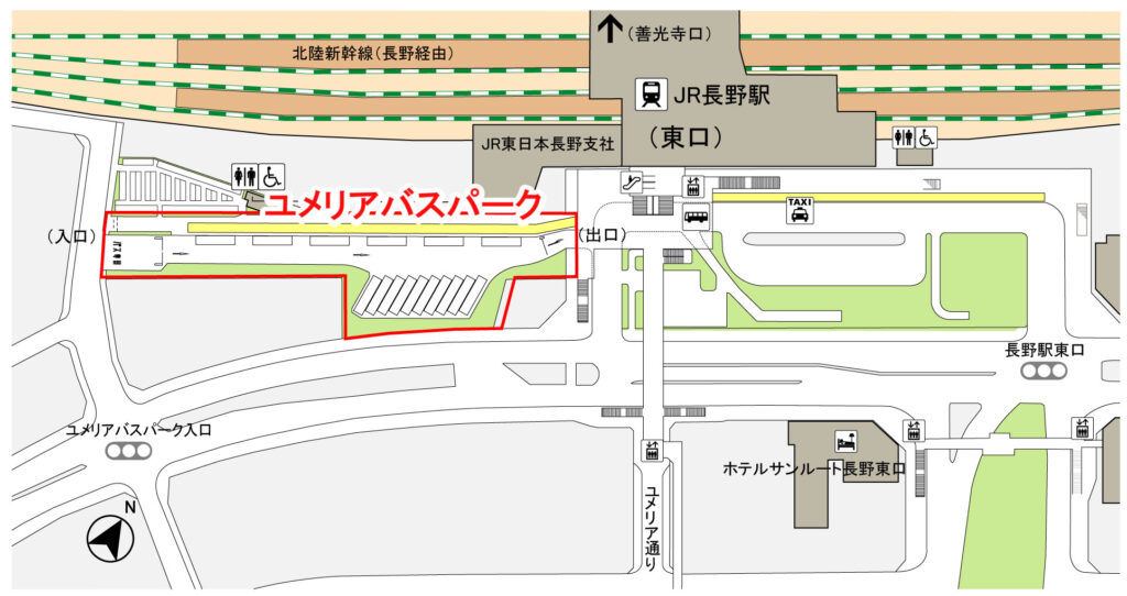 長野駅東口ユメリアバスパーク　長野駅東口バス乗り場_きものたちばな長野本店主催着物イベント｜着物を楽しむ会：ゆかたでワインパーティのバス乗り場